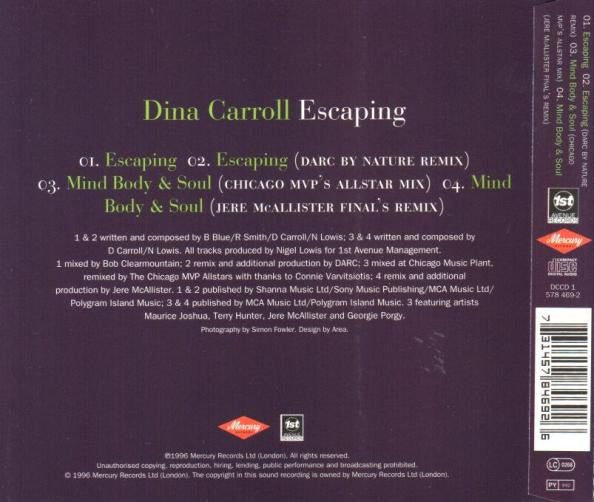 Dina Carroll - Escaping - Used CD image 2