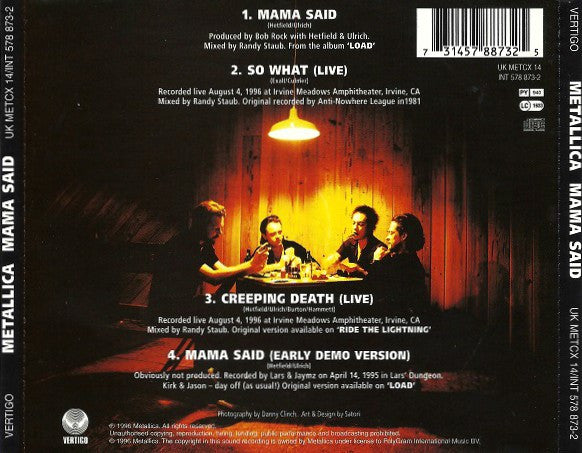 Metallica - Mama Said - Used CD image 2