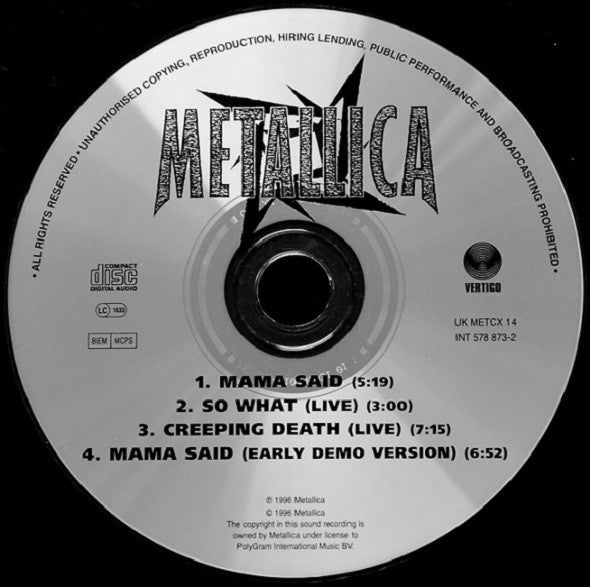 Metallica - Mama Said - Used CD image 3