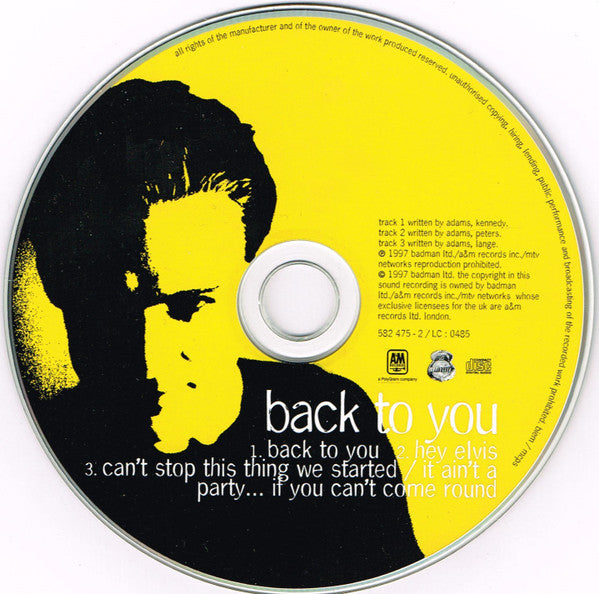 Bryan Adams - Back To You - Used CD image 4