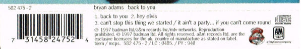 Bryan Adams - Back To You - Used CD image 8
