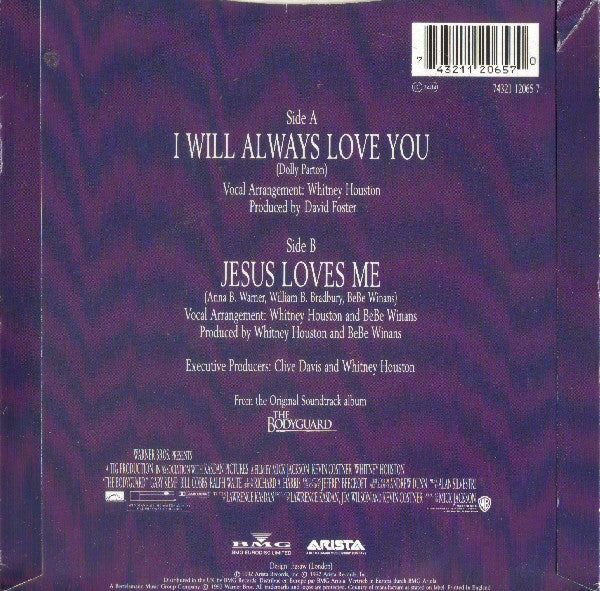 Whitney Houston - I Will Always Love You - Used Vinyl Record 7" image 2