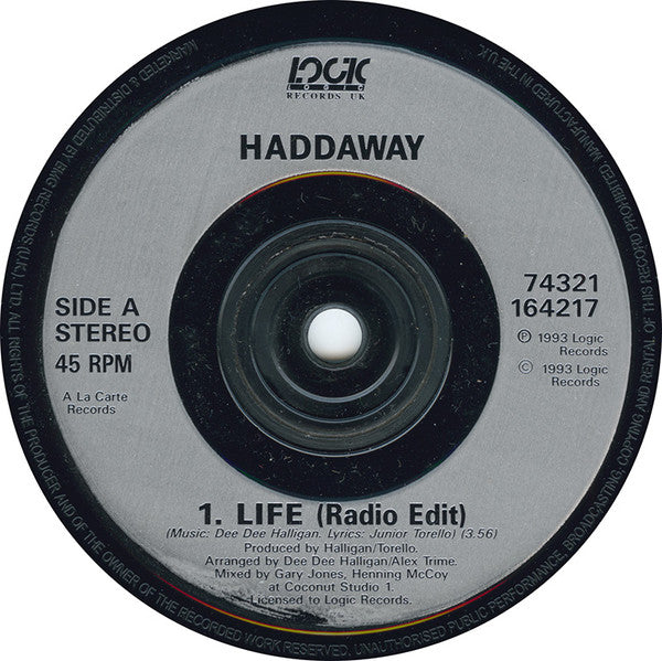 Haddaway - Life - Used Vinyl Record 7" image 3