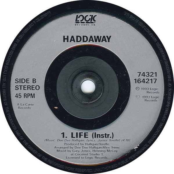 Haddaway - Life - Used Vinyl Record 7" image 4