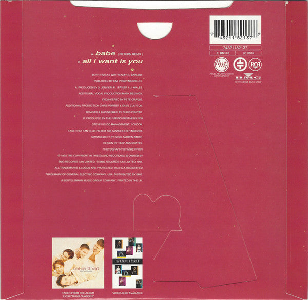 Take That - Babe - Used Vinyl Record 7" image 7