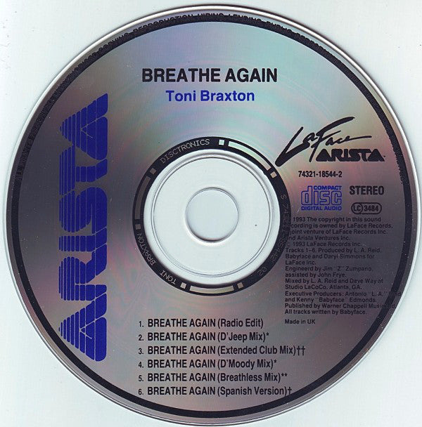 Toni Braxton - Breathe Again - Used CD image 5