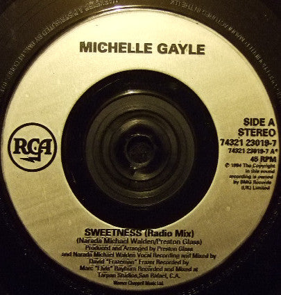 Michelle Gayle - Sweetness - Used Vinyl Record 7" image 3