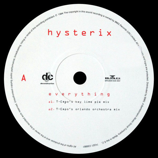 Hysterix - Everything - Used Vinyl Record 12" image 3