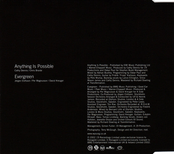 Will Young - Anything Is Possible / Evergreen - Used CD image 3