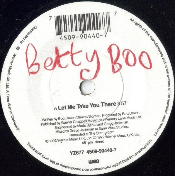 Betty Boo - Let Me Take You There - Used Vinyl Record 7" image 3
