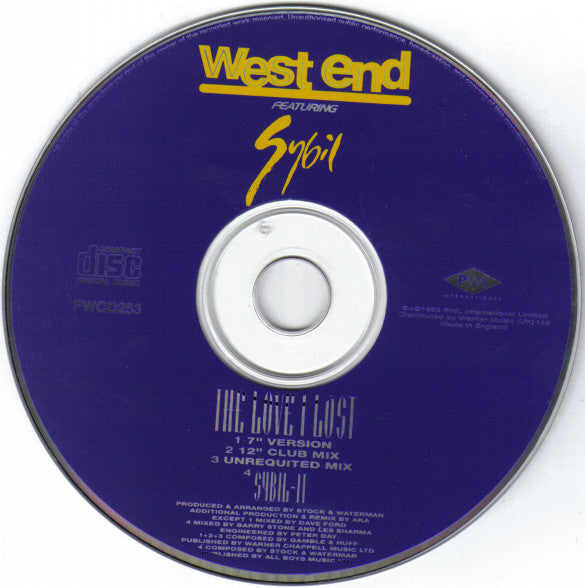 West End - Love I Lost - Used CD image 4