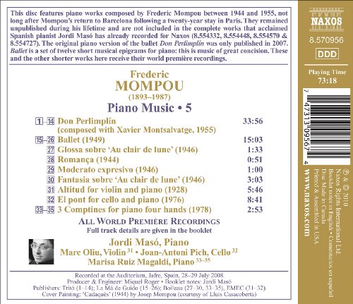 MASO - MOMPOU: PIANO MUSIC VOL 5 - CD image 2