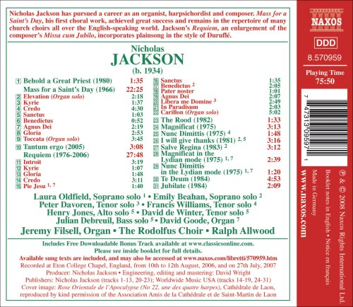 RODOLFUS CHOIR:ALLWO - JACKSON: CHORAL WORKS - CD image 2