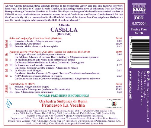 ORCHESTRA SINF ROMA: - CASELLA:CONCERTO FOR ORCH - CD image 2