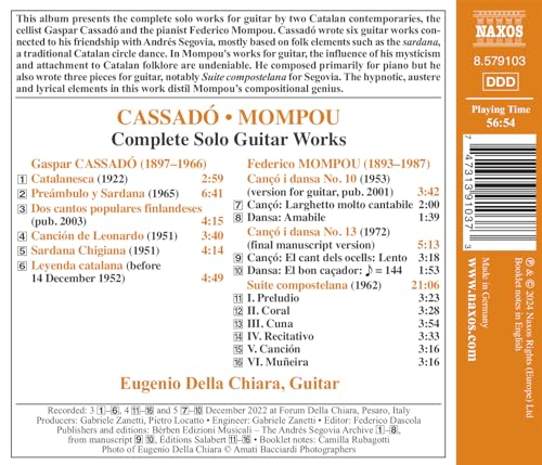 EUGENIO DELLA CHIARA - FEDERICO MOMPOU - GASPAR CASSADO: COMPLETE SOLO G image 2