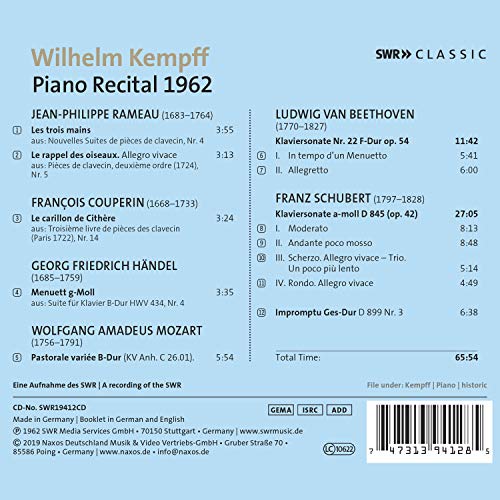 Jean-Philippe Rameau - Wilhelm Kempff: Piano Recital 1962 - CD image 2