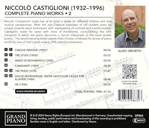 ALDO ORVIETO - CASTIGLIONI - PIANO WORKS 2 - CD image 2