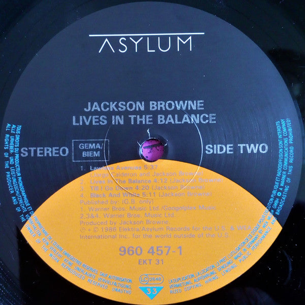 Jackson Browne - Lives In The Balance - Used Vinyl Record image 4