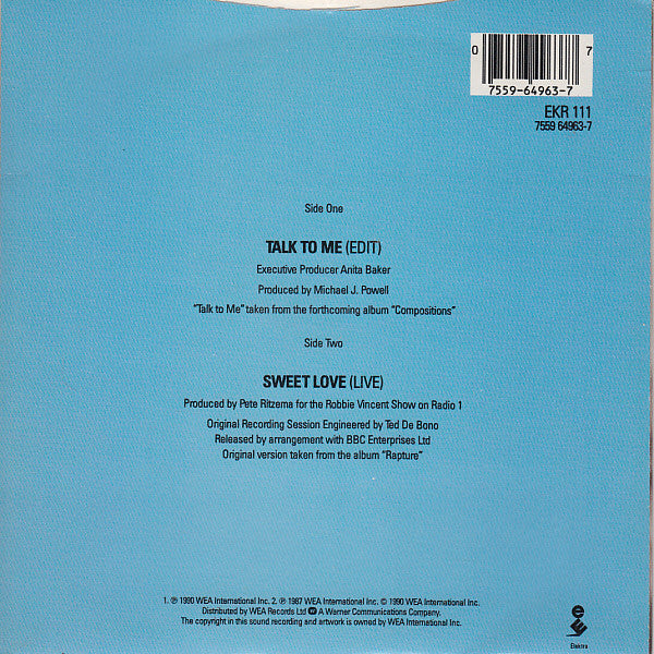Anita Baker - Talk To Me - Used Vinyl Record 7" image 6
