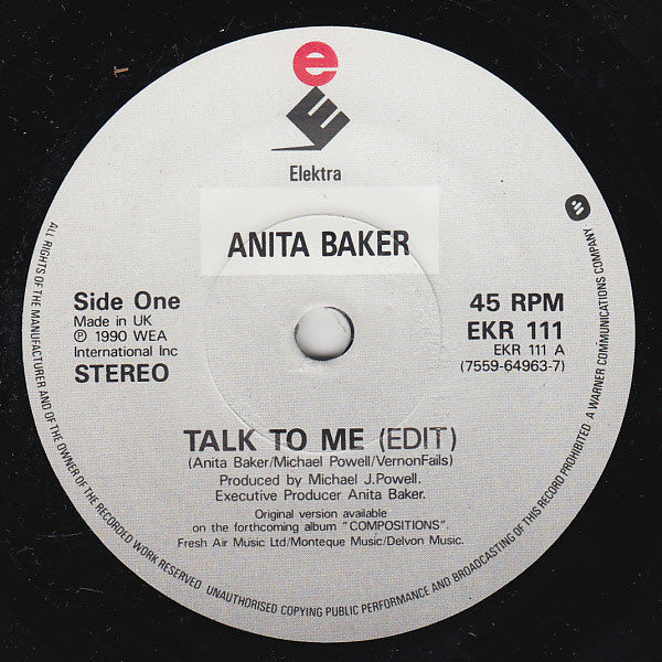 Anita Baker - Talk To Me - Used Vinyl Record 7" image 7
