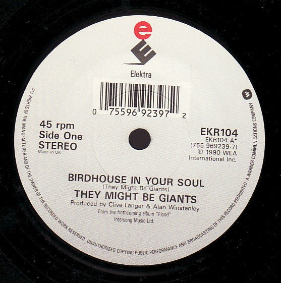 y Might Be Giants - Birdhouse In Your Soul - Used Vinyl Record 7" image 3