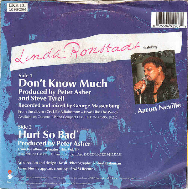 Linda Ronstadt - Don't Know Much - Used Vinyl Record 7" image 2