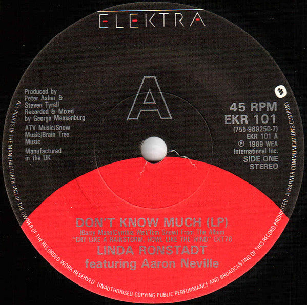 Linda Ronstadt - Don't Know Much - Used Vinyl Record 7" image 3