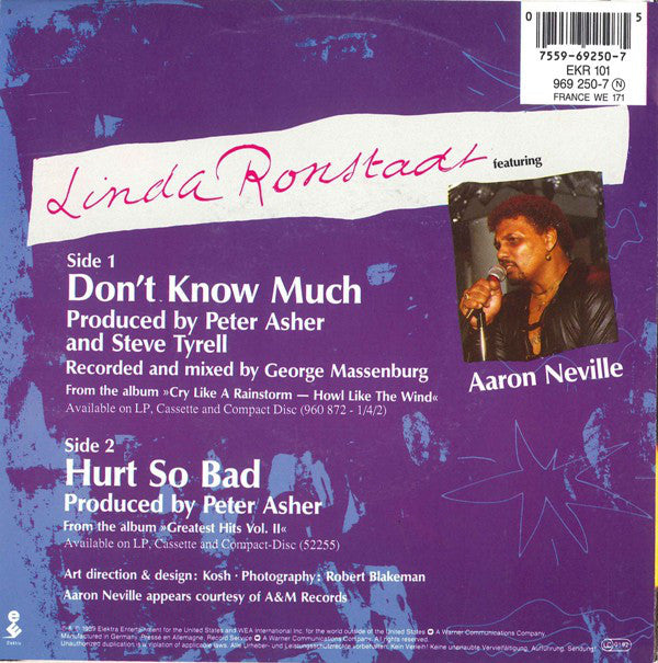 Linda Ronstadt - Don't Know Much - Used Vinyl Record 7" image 6