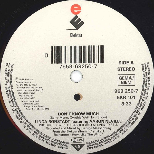 Linda Ronstadt - Don't Know Much - Used Vinyl Record 7" image 7