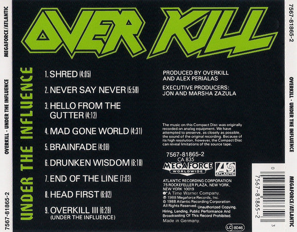 Overkill - Under The Influence - CD image 2