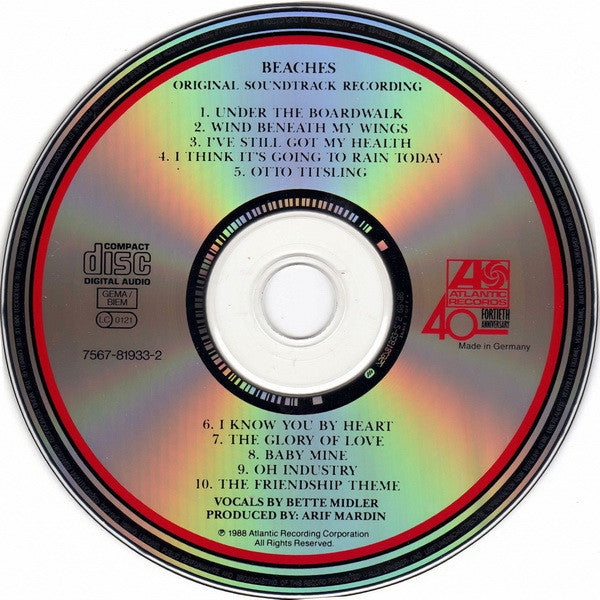 Bette Midler - Beaches - Original Soundtrack Recording - Used CD image 3
