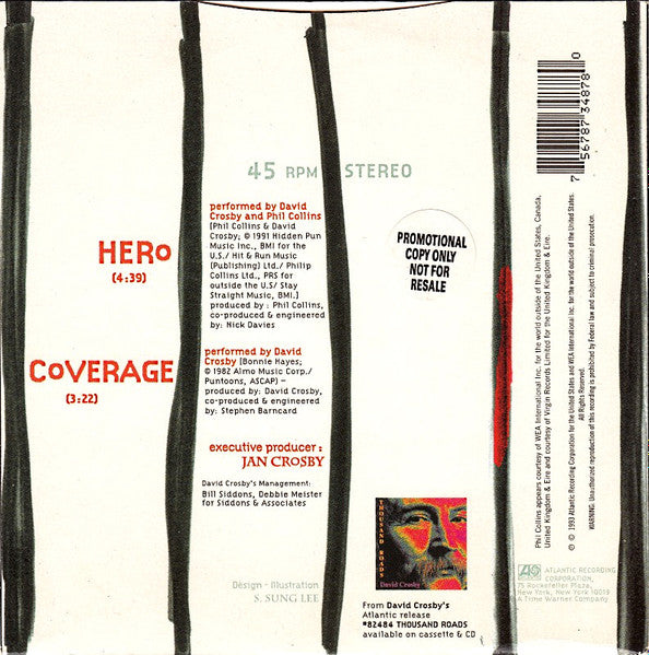 David Crosby - Hero - Used Vinyl Record 7" image 2