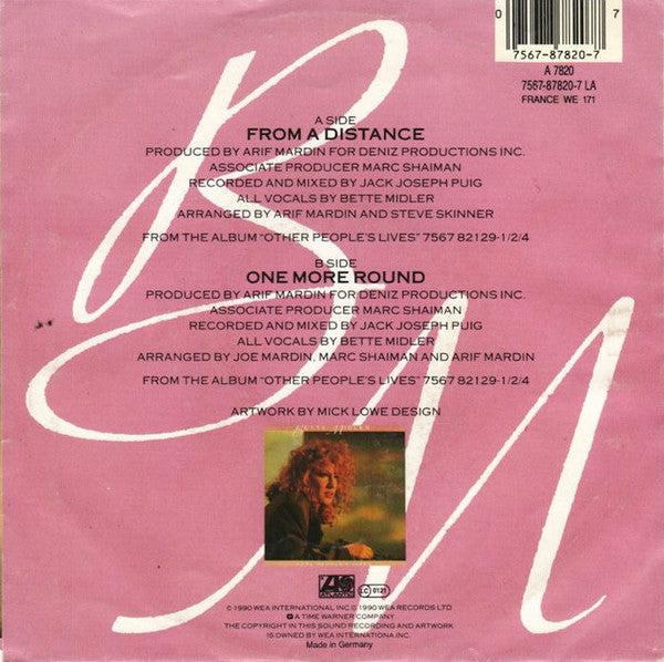 Bette Midler - From A Distance - Used Vinyl Record 7" image 2