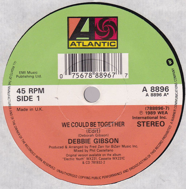 Debbie Gibson - We Could Be Together - Used Vinyl Record 7" image 3