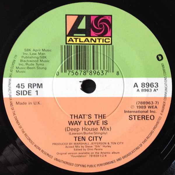 Ten City - That's The Way Love Is - Used Vinyl Record 7" image 3