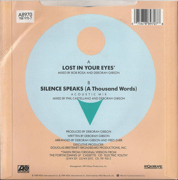 Debbie Gibson - Lost In Your Eyes - Used Vinyl Record 7" image 2