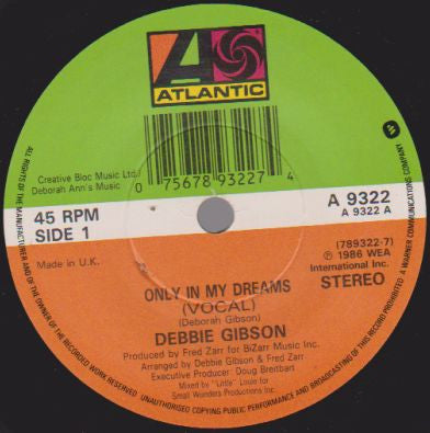 Debbie Gibson - Only In My Dreams - Used Vinyl Record 7" image 3