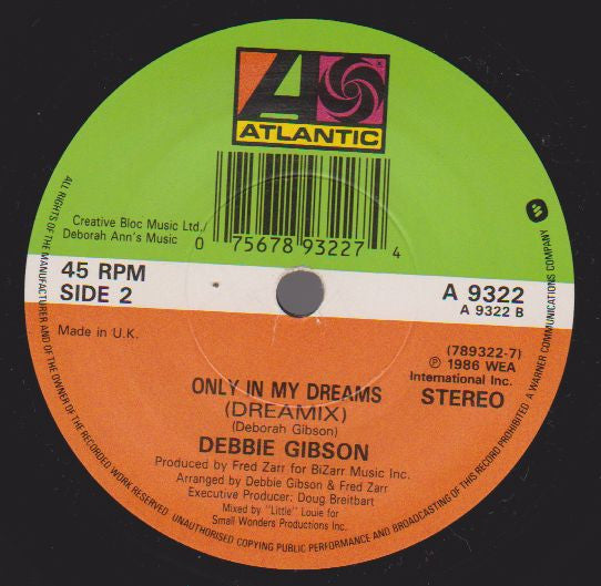Debbie Gibson - Only In My Dreams - Used Vinyl Record 7" image 4