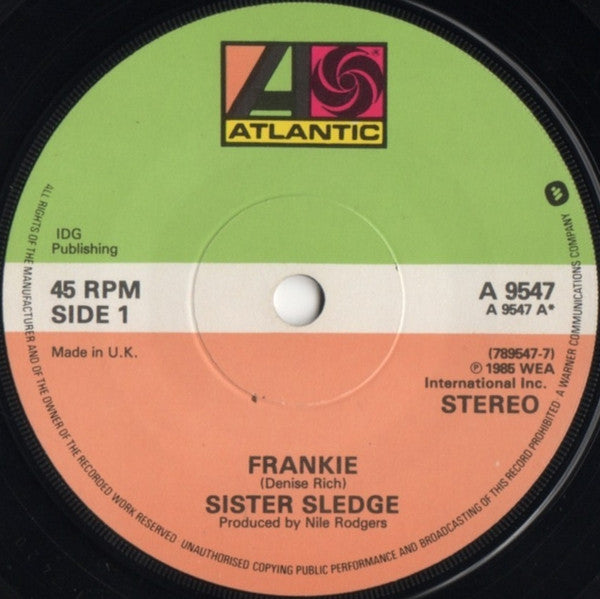 Sister Sledge - Frankie - Used Vinyl Record 7" image 3