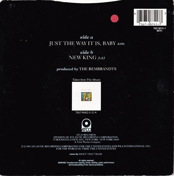 Rembrandts - Just The Way It Is, Baby - Used Vinyl Record 7" image 2