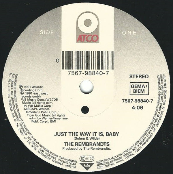 Rembrandts - Just The Way It Is, Baby - Used Vinyl Record 7" image 8