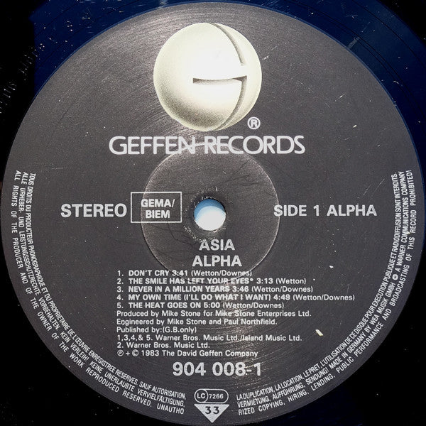 Asia - Alpha - Used Vinyl Record image 3