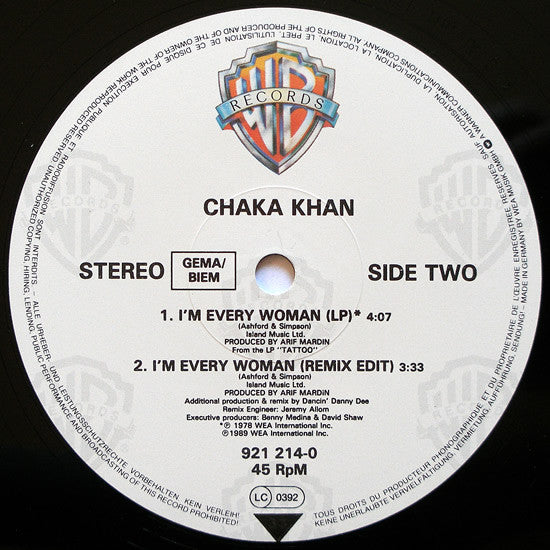 Chaka Khan - I'm Every Woman (Remix) - Used Vinyl Record 12" image 4