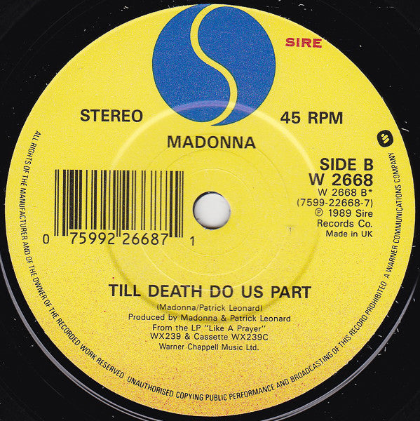 Madonna - Dear Jessie - Used Vinyl Record 7" image 4