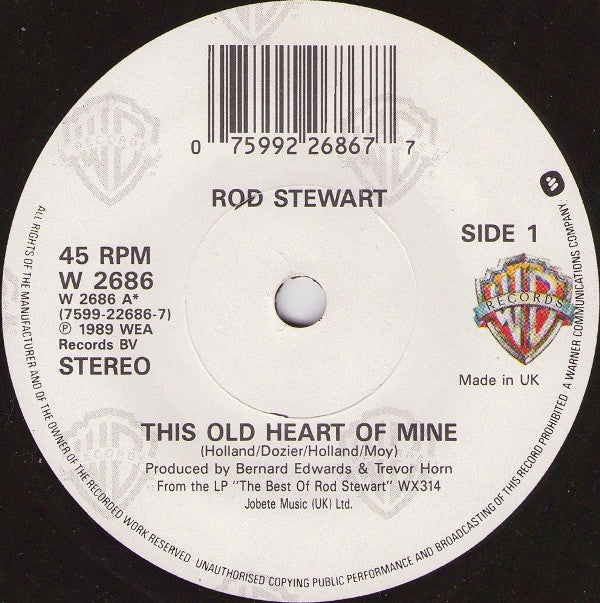 Rod Stewart - This Old Heart Of Mine - Used Vinyl Record 7" image 3