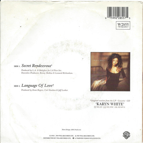 Karyn White - Secret Rendezvous - Used Vinyl Record 7" image 2