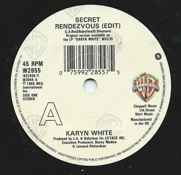 Karyn White - Secret Rendezvous - Used Vinyl Record 7" image 3