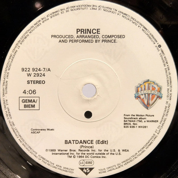 Prince - Batdance - Used Vinyl Record 7" image 3