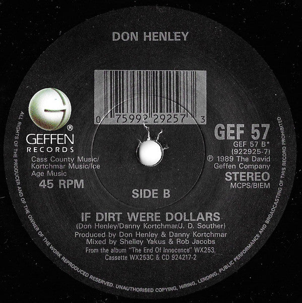 Don Henley - End Of The Innocence - Used Vinyl Record 7" image 4