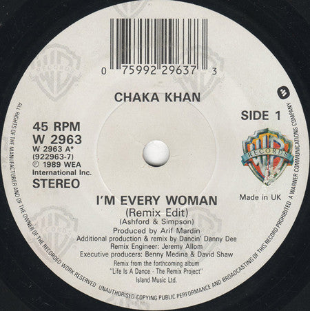 Chaka Khan - I'm Every Woman (Remix) - Used Vinyl Record 7" image 3